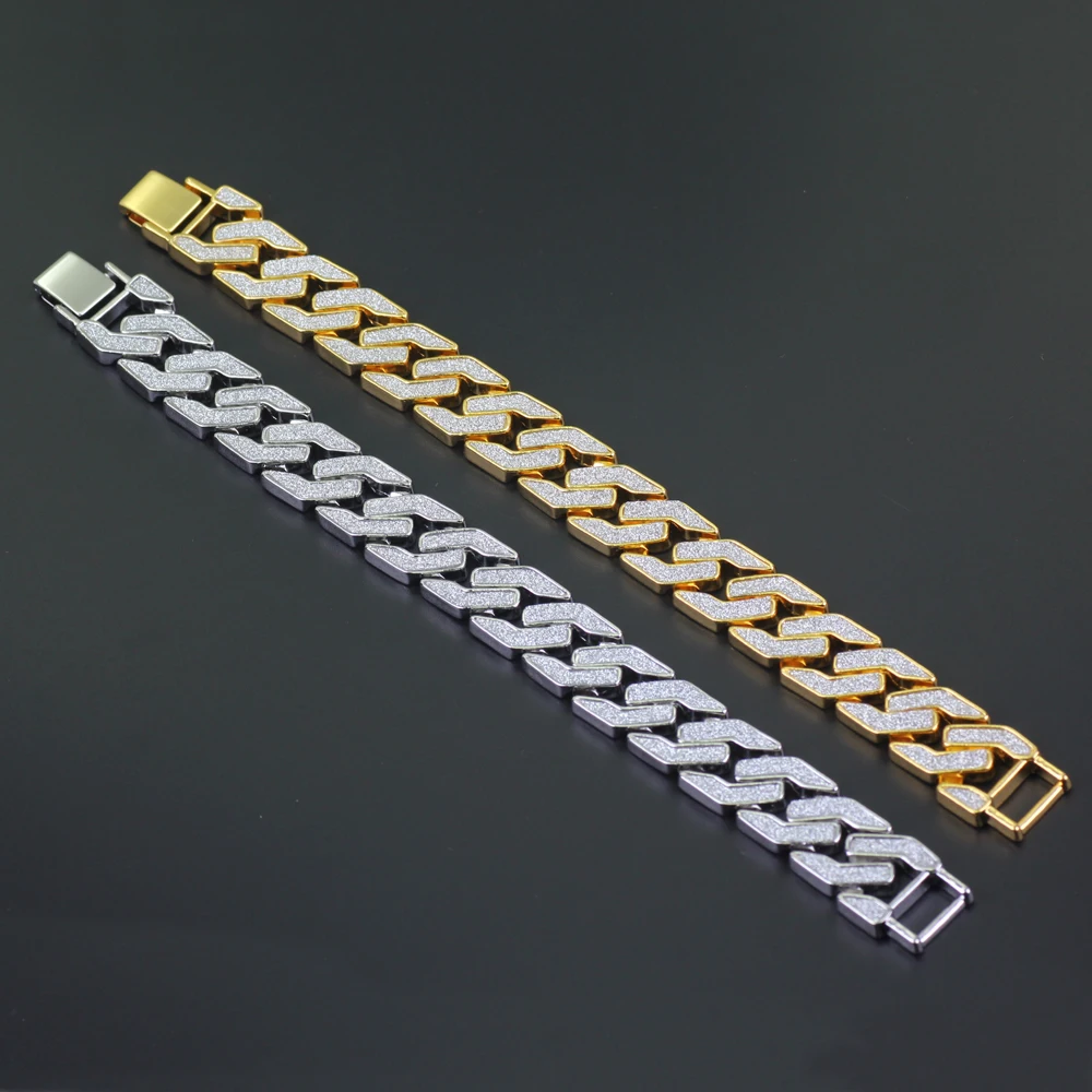 

AB050 2 Colors Alloy Hip Hop Men Bracelet Bangle Bling Bling