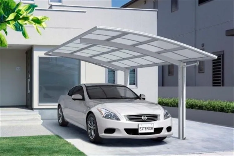 White Metal Frame Canvas Carport Canopy With Polycarbonate Sheet