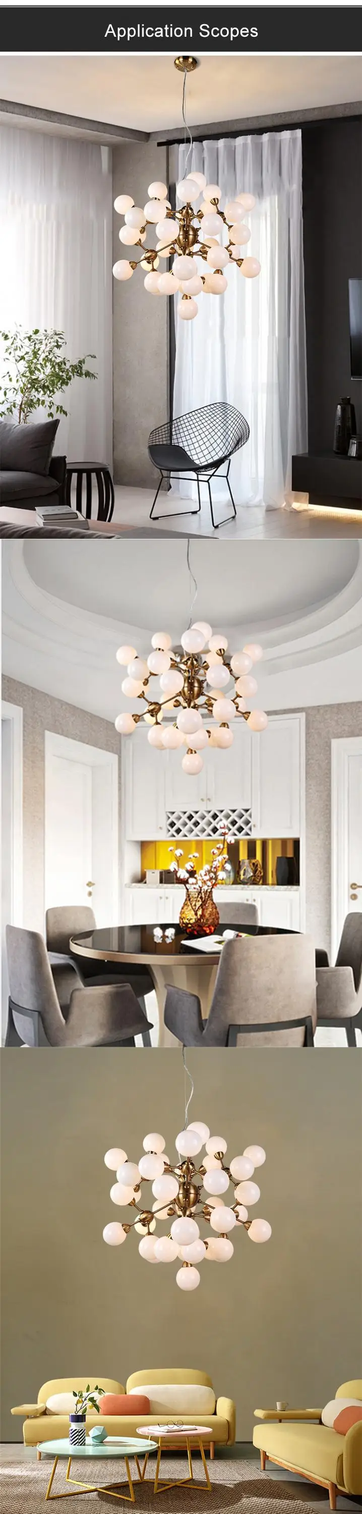 Modern glass pendant light shade home decoration chandelier hanging