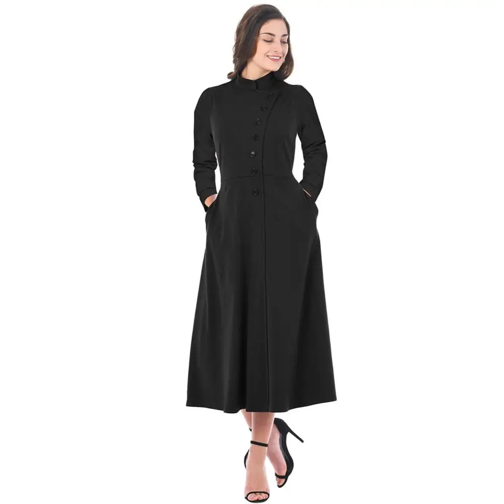

Wholesale Casual Long Sleeve Midi-Length Black Burgundy 2018 Women Dresses