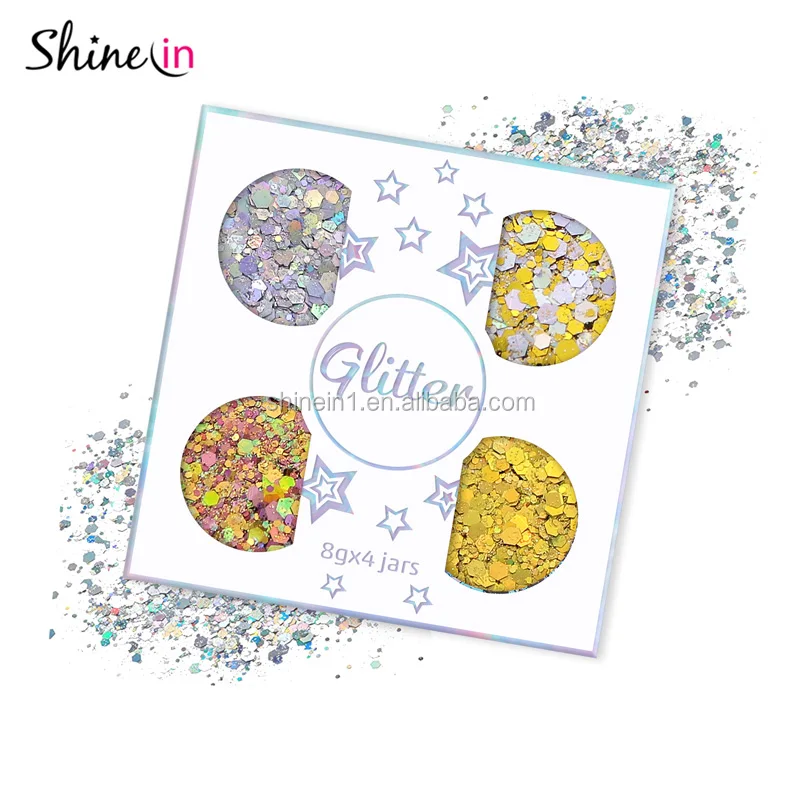 

Best Sale Hybrid Face Make up Glitter Gold Metallic Chunky Glitter Hexagon Silver Holographic Cosmetic Glitter, Mixed multi colors