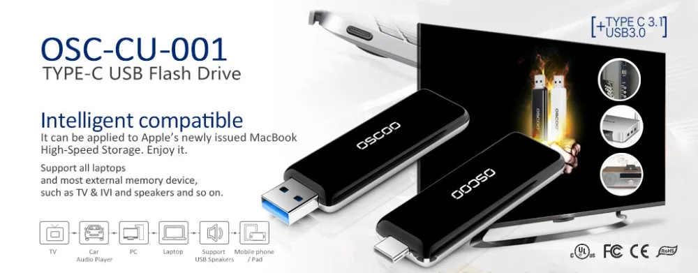 OSCOO Type C 3.1 to USB 3.0 A OTG USB Flash Drive for phone 128GB - ANKUX.COM