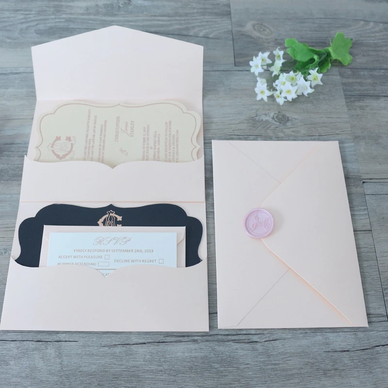 Wedding Package Pocket Fold Foiled Wedding Invitations Wedding Invite Stationery Wren Debut Pocketfold Day Invitation