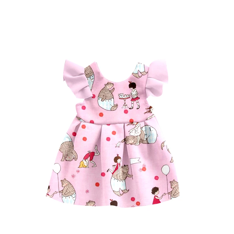 Summer Short Sleeves Blue Bird Animal Pattern Printed Children Were