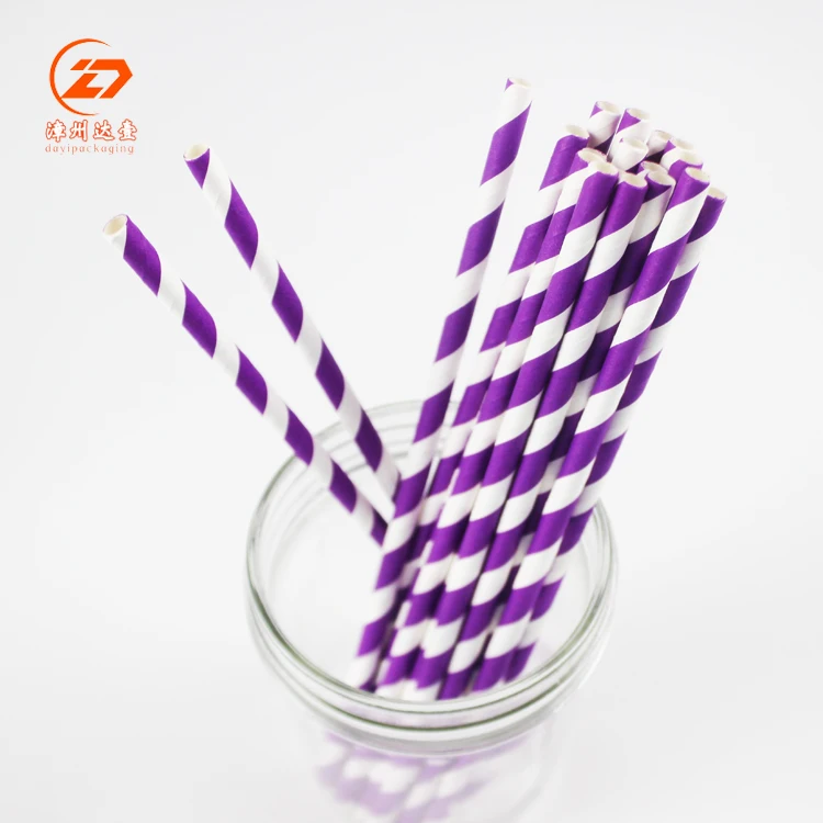 Factory Cheap Paper Straws In Bulk Art Straw Disposable Purple Striped
