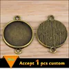 Best selling fashion jewelry antique brown 18mm setting two holes connector blank pendant trays