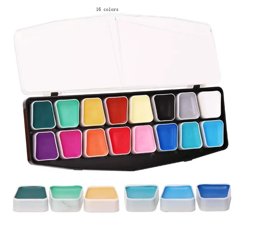 

Popular Festival CE Water Activated 16 Colors Face Paint Kit with Glitter, Customized color