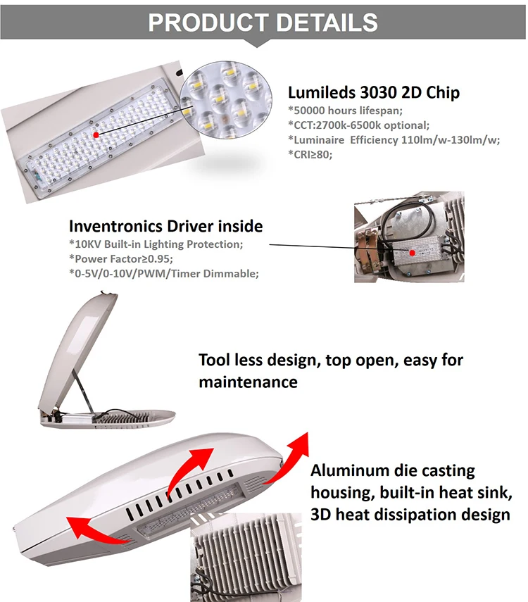 High efficiency aluminum housing ip65 outdoor 60w led street light for sale