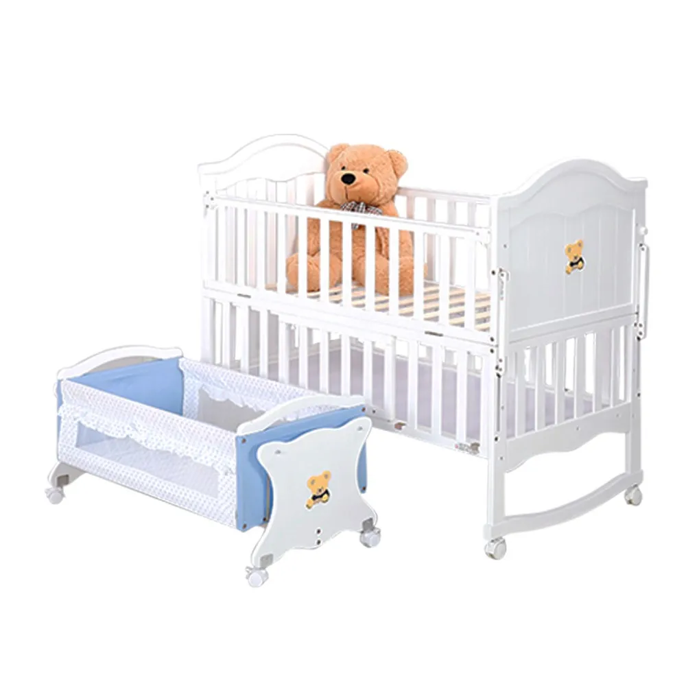 Big Solid Wooden Crib Blue Baby Bed Baby Foldable Cot 611 Buy