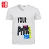 China custom wholesale v-neck 3d printing bulk men plain white t-shirt cotton