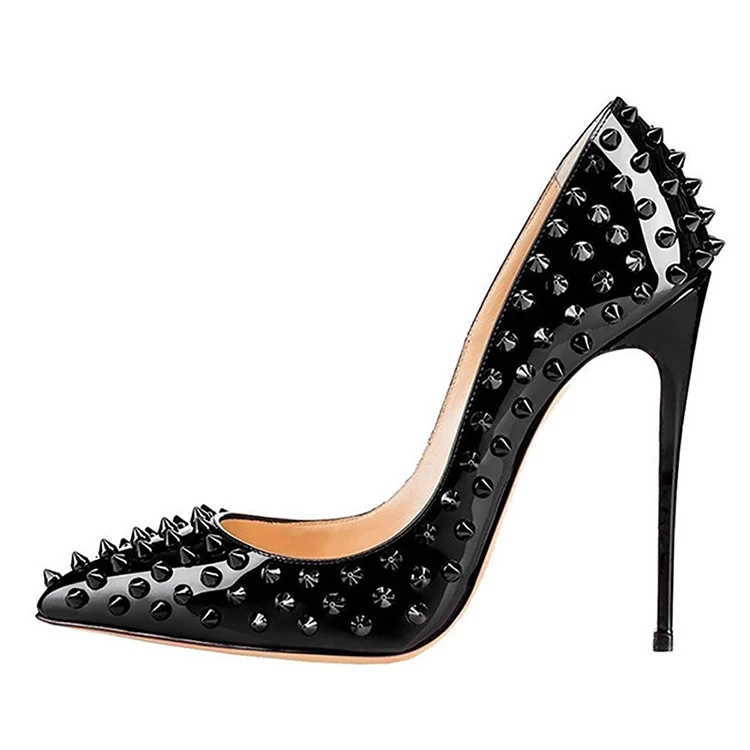 

Customize 12cm 10cm 8 cm sexy black studded women pumps high heels shoes, Black,pink,red,,nude