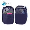 The European style Foldable space saving basket fabric laundry bag polyester mesh with sturdy steel frame Hamper Carry Handles