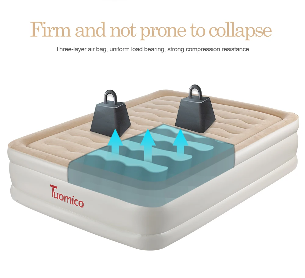 Airbed With Built In Electric Pump For Bedroom General Flocking Cover