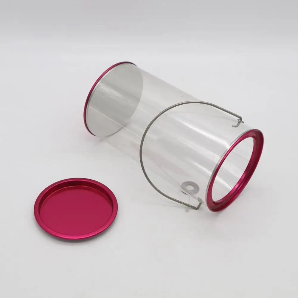 Custom Round Pvc Box Plastic Bucket Tin Can With Handle For Packaging