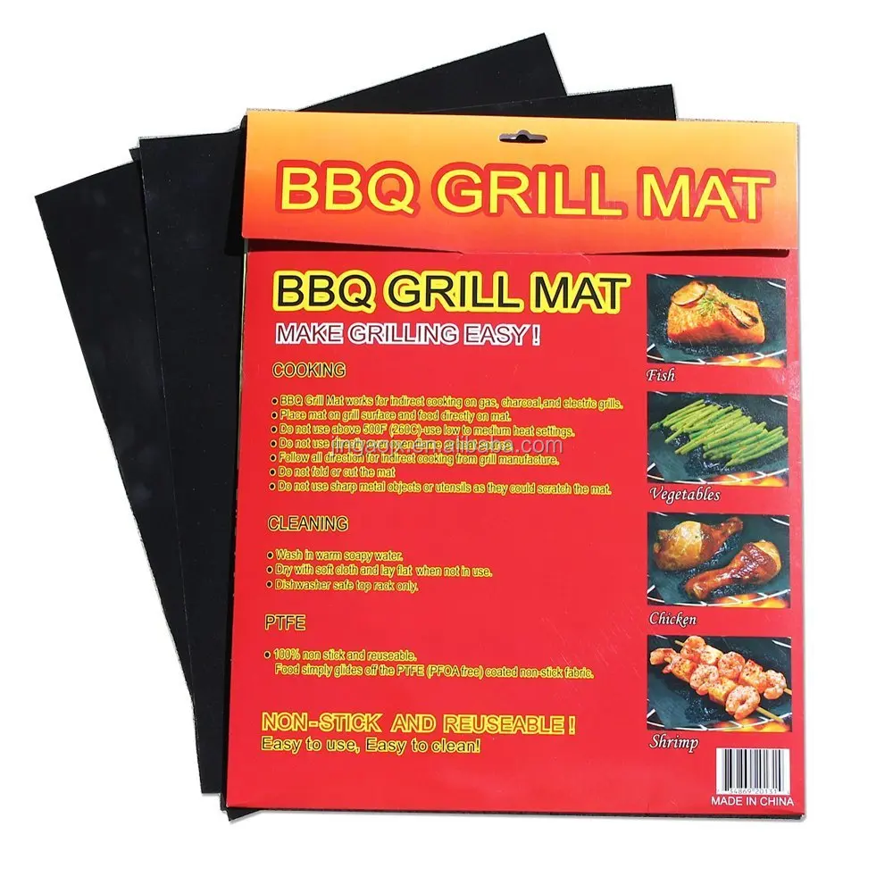 2 X Barbecue Non Stick Grill Mat Bbq Oven Grilling Cooking Hot Plate