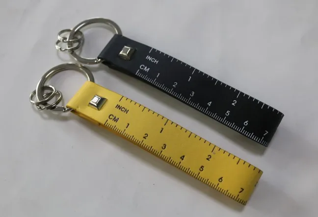 Promotional Pu Leather Tape Measure Ruler Keychain Custom Key Chain ...