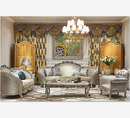 Engraved Castle Sofa Set Queen Anne Style Wooden Living Room Furniture Unique Floral Design Solid Wood Carved 3 Seater Sofa Buy Wood Carved Living