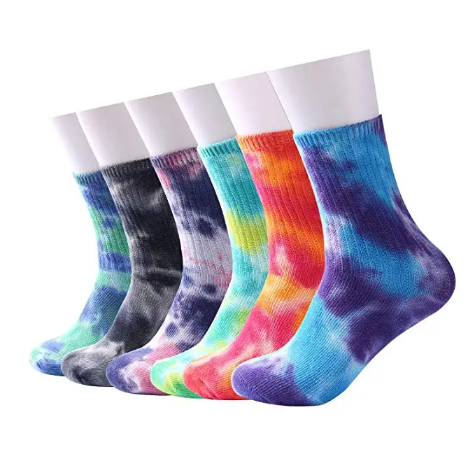 

Thick line Tie dyeing Ethnic Medium tube cotton Socks, Mix up