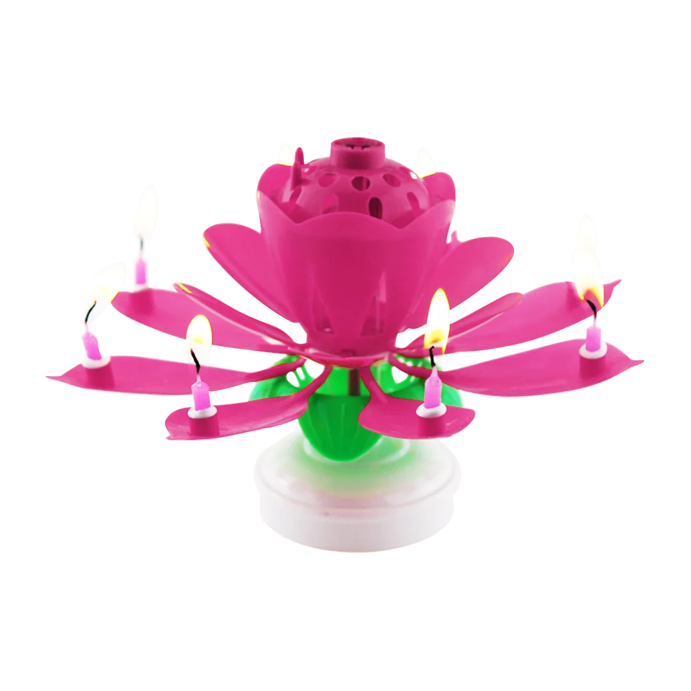 Chrysanthemum Musical Happy Birthday Candle With 2 Sets Of Numbers From