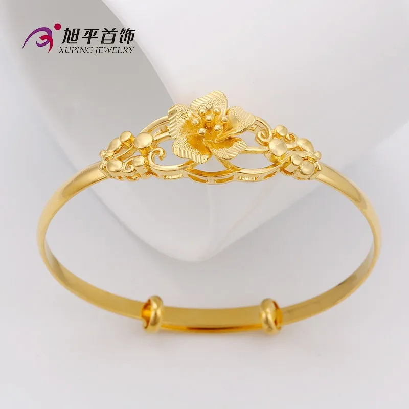 xuping jewelry wholesale jewellery, latest design 24k gold color bangle, exquisite flower women gold