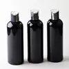 black pet round shaped plastic empty hand sanitizer bottle with press disc top cap for cosmetics packaging and shampoo