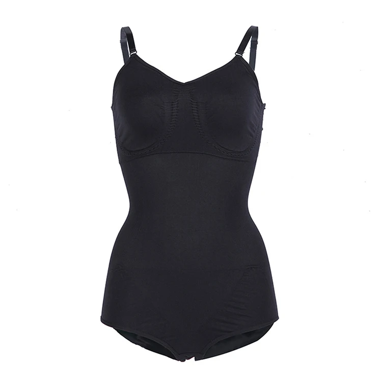 

Built-In Bra Abdominal Control Shapewear Friendly Removable Straps Tummy Control Bodysuits, As show