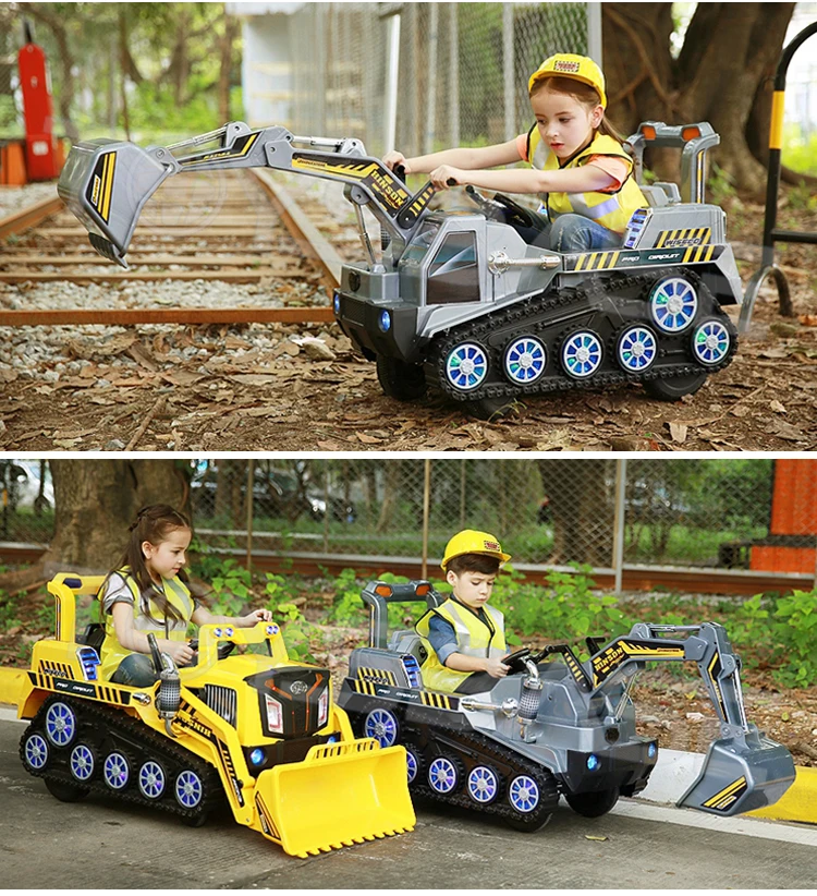 Coche de paseo en excavadora para niños, para deportes al Coche de paseo en excavadora para niños, para deportes al