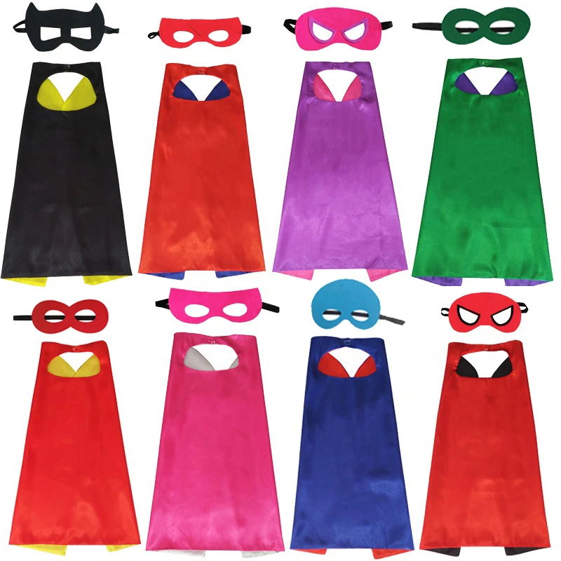 Wholesale OEM Customized logo superhero cape and mask costumes for kids set