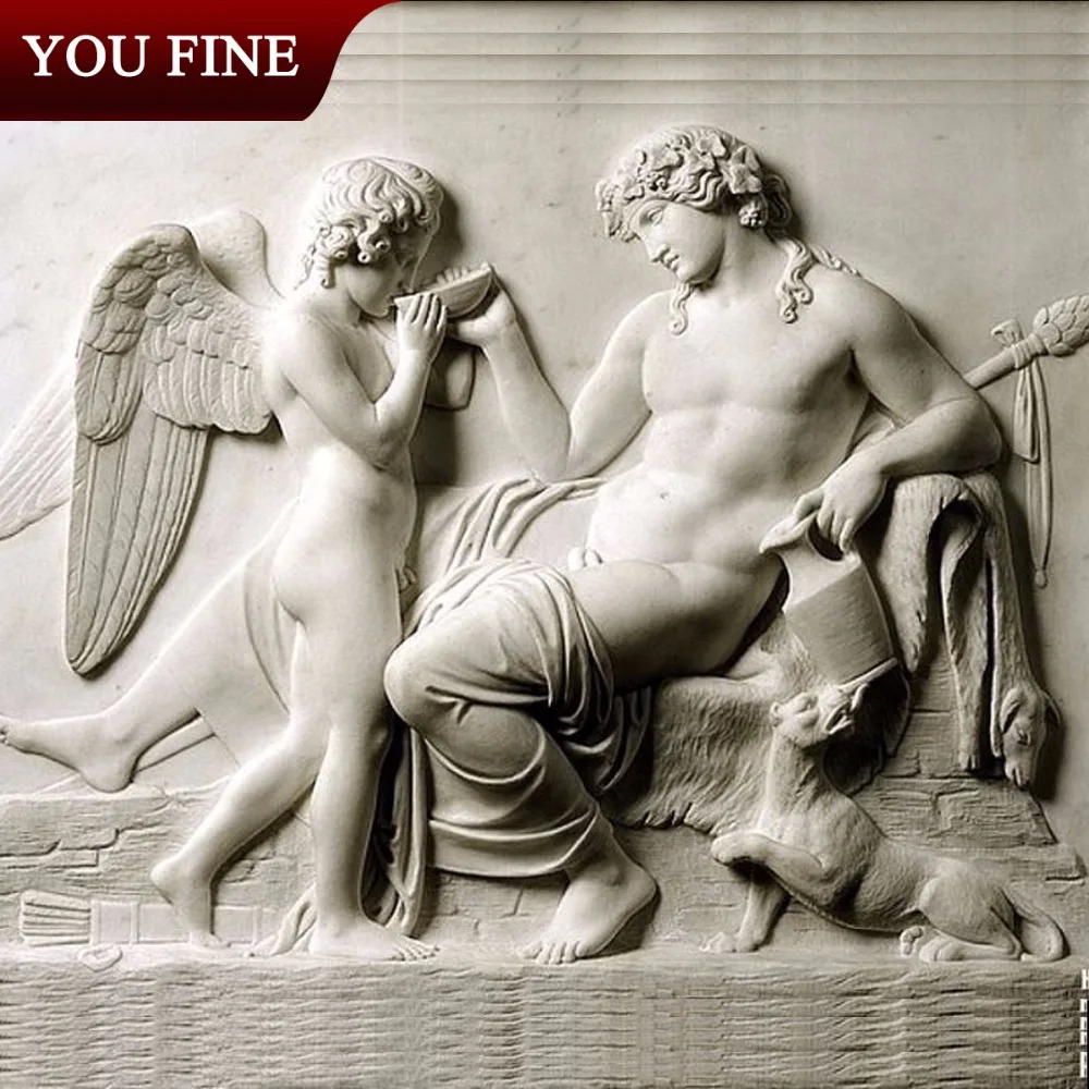 
Greek Marble Wall Relief Of Cupid And Bacchus 