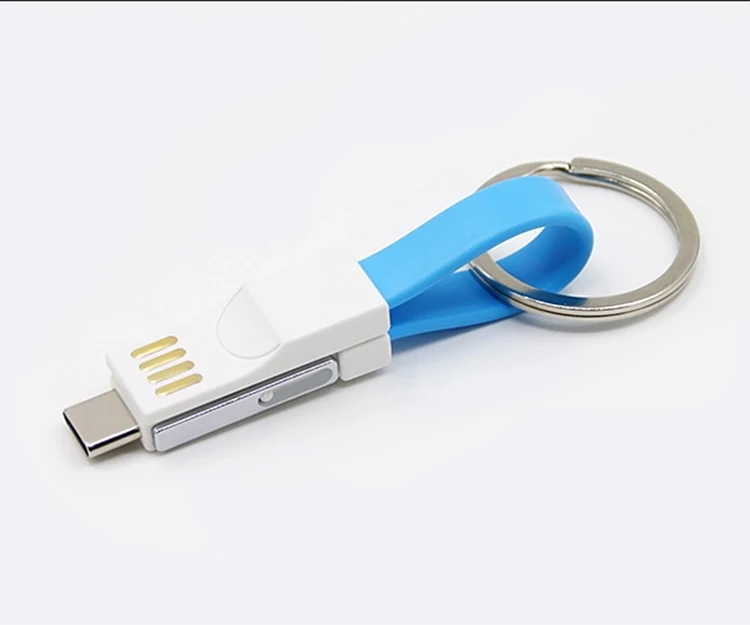 

Shenzhen factory price Customized logo 3 in 1 data cable with keychain