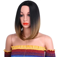 

2018 New style middle part short bob straight high temperature fiber synthetic wig for women
