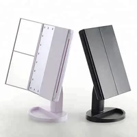 

USB direct charging Vanity light up cosmetic mirror folding Tri fold LED makeup mirror