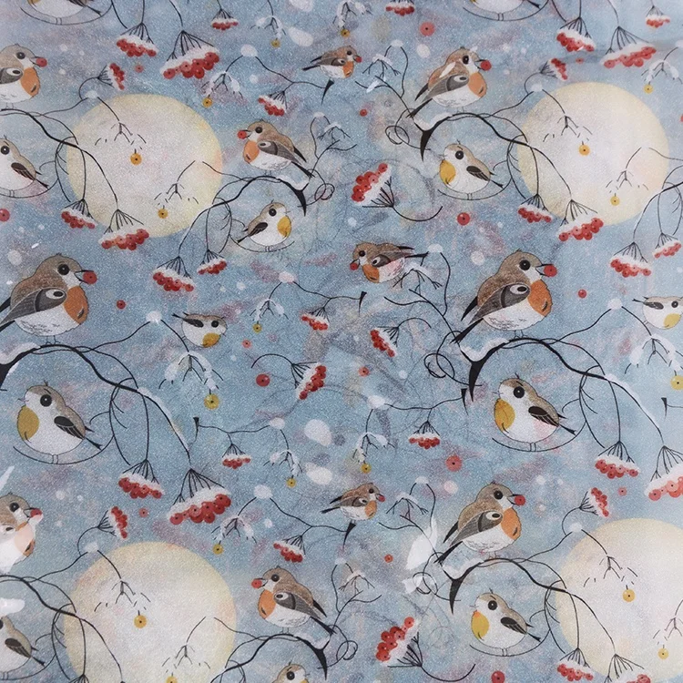 
Waterproof polyester bird flower moon digital printed translucent tpu fabric for raincoat rainshoes 