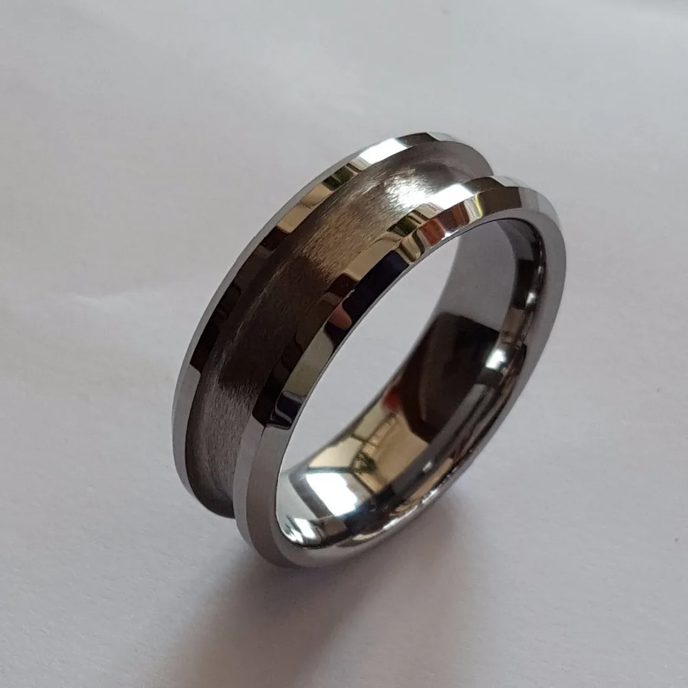 

Fashion 8MM Beveled Edges Men's Ring Tungsten Carbide Groove Ring Blanks for inlay, Customized color