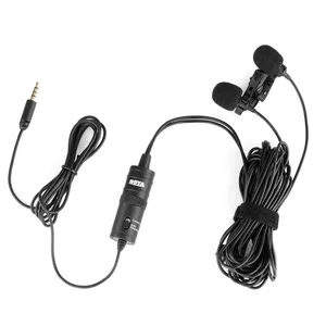 BY-M1DM Dual Omnidirectional Lavalier Microphone Clip-On Lapel Mic For Smartphones and Cameras Audio Recorder