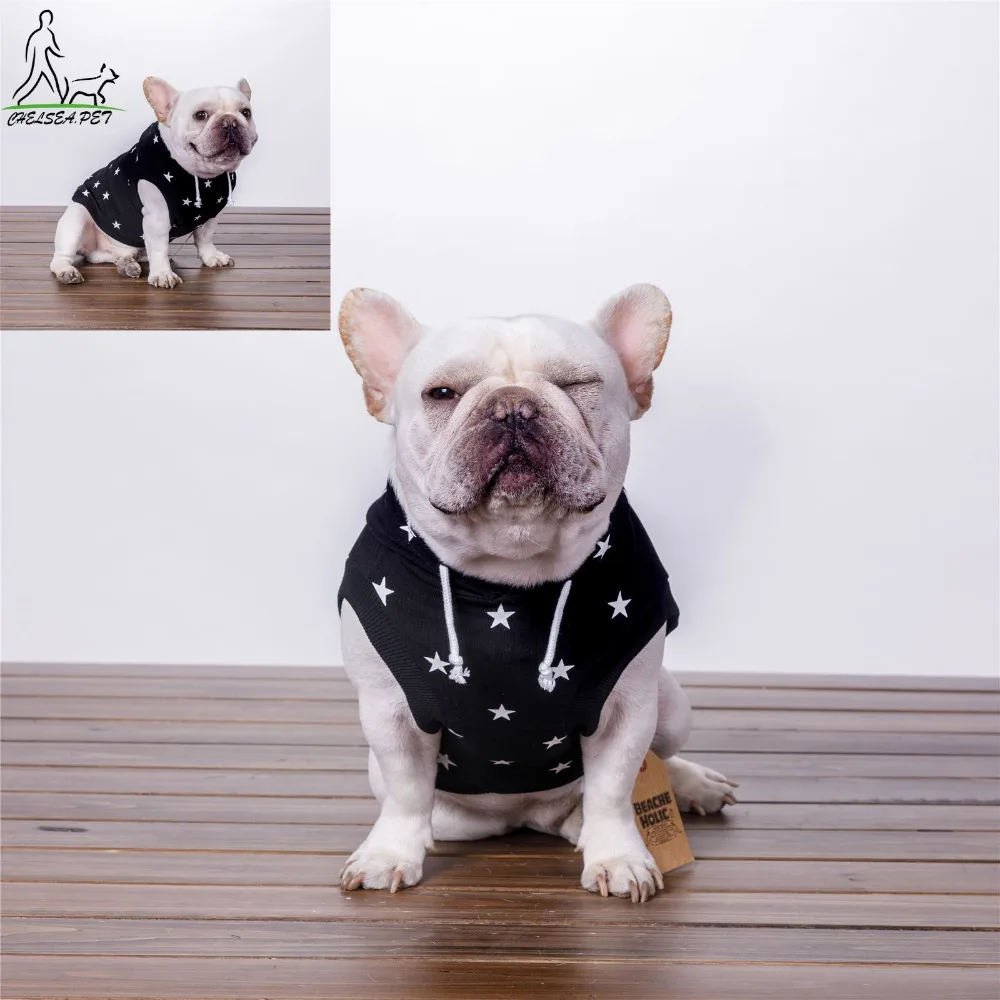 

Hot sale simple cotton stars custom hoodie online shopping spring dog clothes wholesale, Black/white