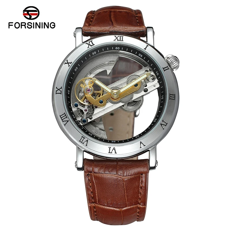 

Top Grade Brand Men Watches Genuine Leather Strap Fashion Skeleton Dial Self Wind Mechanical Forsining Luxury Automatic Watch