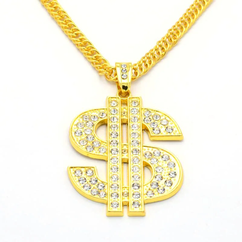 

2019 new gold-plated dollar symbol gold necklace for men and women trend personality pendant