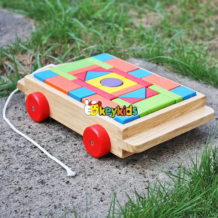 Wholesale Educational Baby Lovely Wooden Push Building Blocks Cart Toy Bring Fun W13c035 Buy