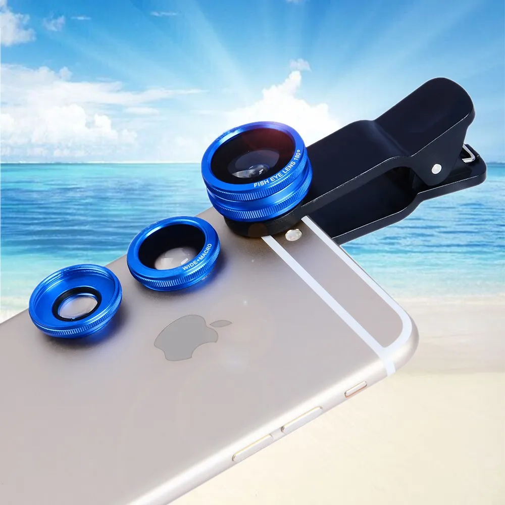 Portable 180 Degree Fisheye Lens For Iphone Universal Macro 3 In 1 Clip