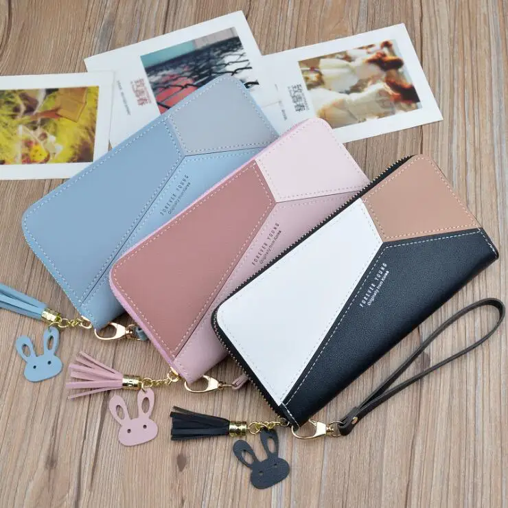 

New Fashion China Manufacturer Wholesale Long female women purse money zipper leather wallet, 3 colors