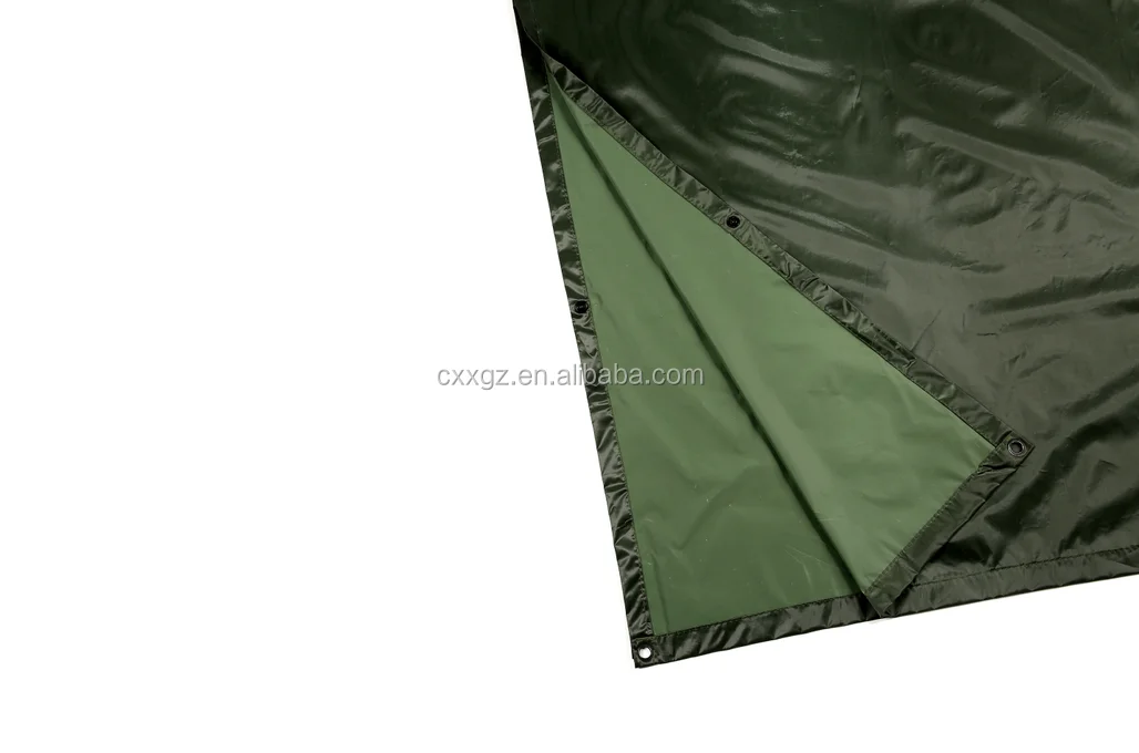 
military square green Poncho PVC coated rain gear raincoat 