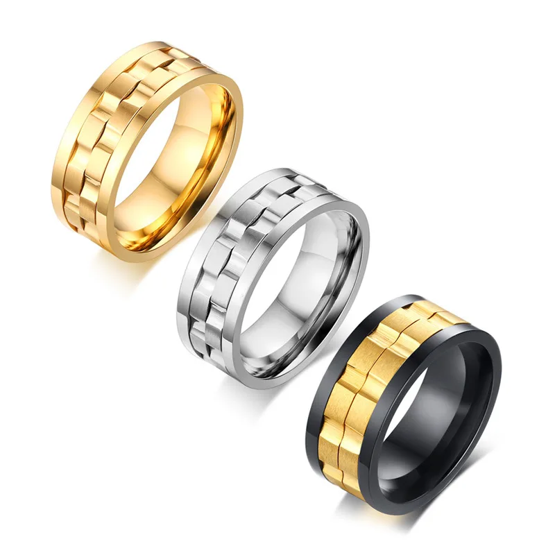 

Fashion Hot Sale Vacuum Plated Rotating Steel Titanium Ring