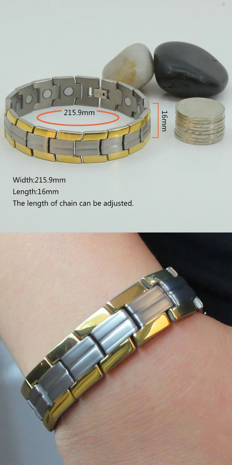 Men 3500 Gauss Health Energy Neodymium Bracelet With Gold Plating Jewelry Buy Health