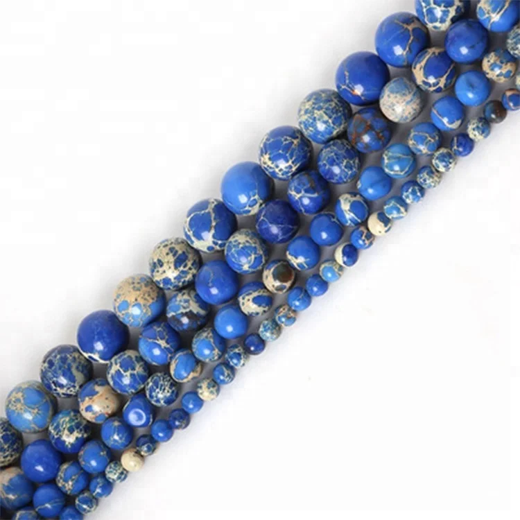 

Yiwu Wholesale Precious Natural Gemstone Beads Strands Imperial Jasper Beads necklace jewelry making, Deep blue blue as showin in picture