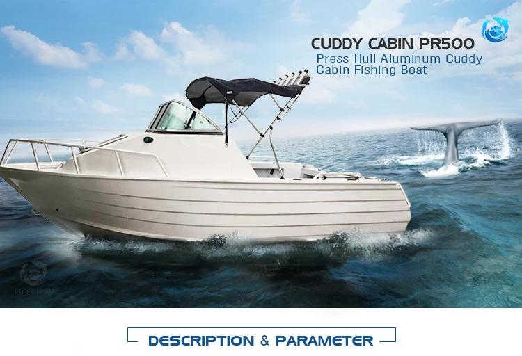 5m deep v-hull marine aluminum alloy cuddy cabin fishing boat