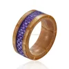 8MM High Polished Couple Romantic Wedding Band Jewelry Mens Wooden Ring Blank With Purple Plastic Camouflage