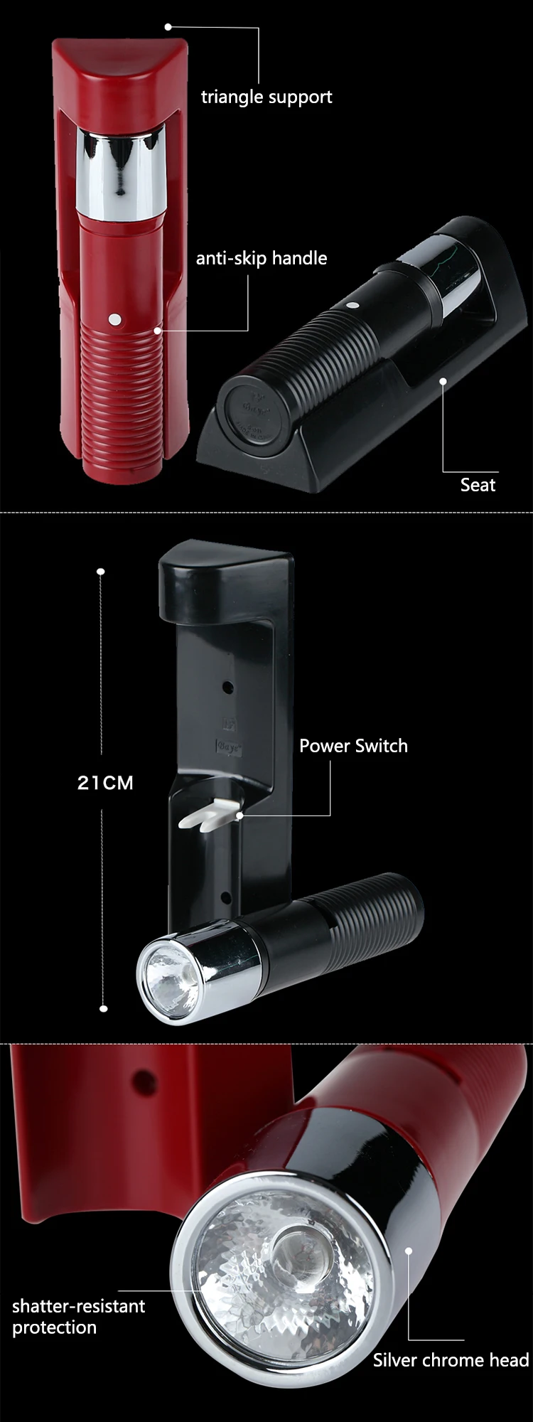 Abs Wall Mounted Led Emergency Flashlight Rechargeable Hotel Flashlight
