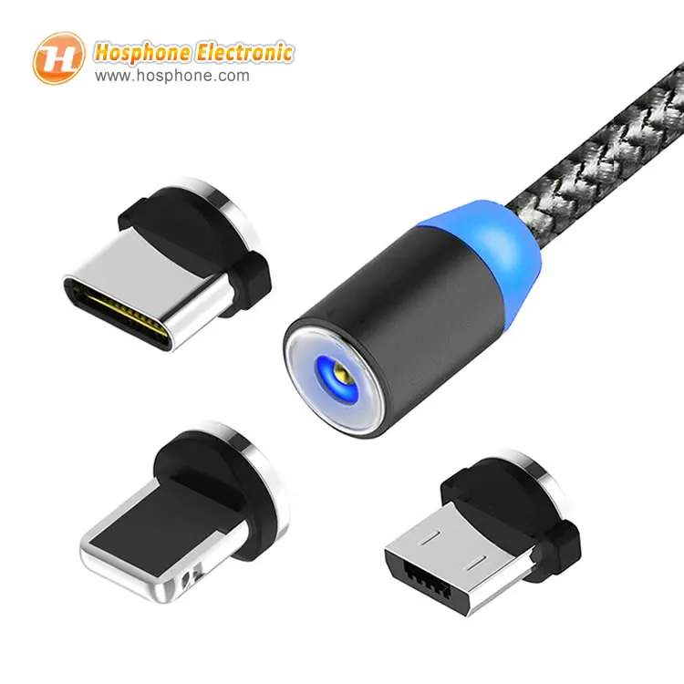 

3 in 1 Magnetic USB Cable Micro type-c 8pin charging CABLE With LED Indicator for SAMSUNG HUAWEI IPHONE IOS Android Device, N/a