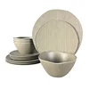 Eco-friendly 12pcs wood pattern EU standard 100% melamine tableware dinner sets